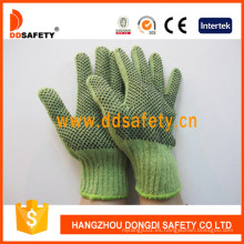 Heavyweight Green String Knit con guantes negros de PVC Dkp206